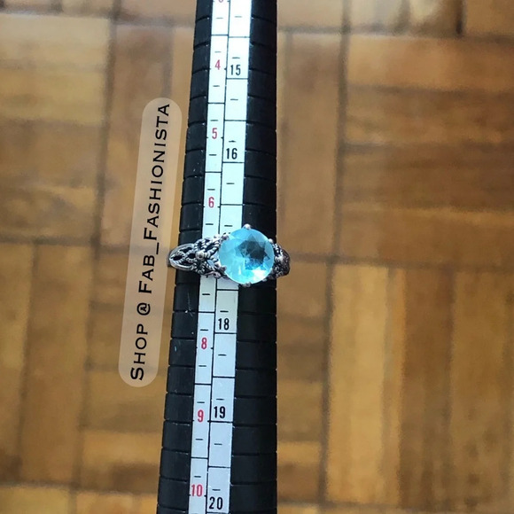 Aquamarine Sterling Silver Ring size 7 simulated - Picture 8 of 9